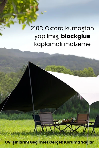 Yussraw Güneşlik Tente Plaj, Kamp Dayanıklı Oxfor Kumaş Su Geçirmez Gölgelik Çadır 600*300 Cm - 3