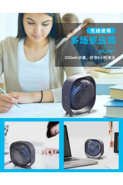 Yussraw mini fan Yeni masaüstü küçük Fan şarj edilebilir masaüstü vantilatör taşınabilir ofis ev Mini Fan - 3