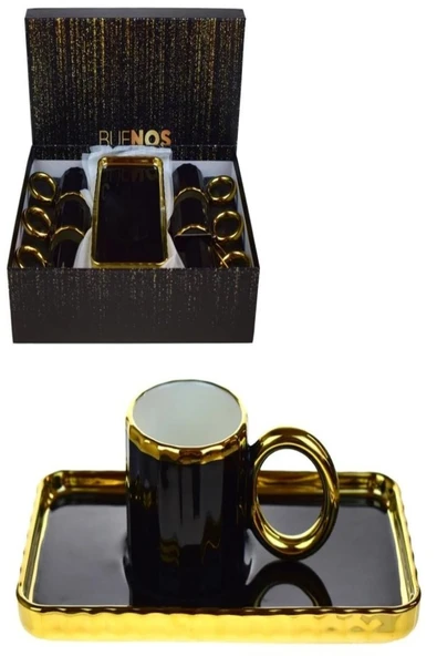 Çiftçiler Sunumlu Kahve Fincan Takımı 6 Kişilik Beyaz