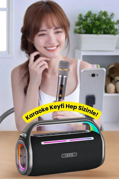 Yussraw Taşınabilir bluetooth-Karaoke Çift Mikrofon Kablosuz Hoparlör 80w rgb ışıklı A-kalite - 7