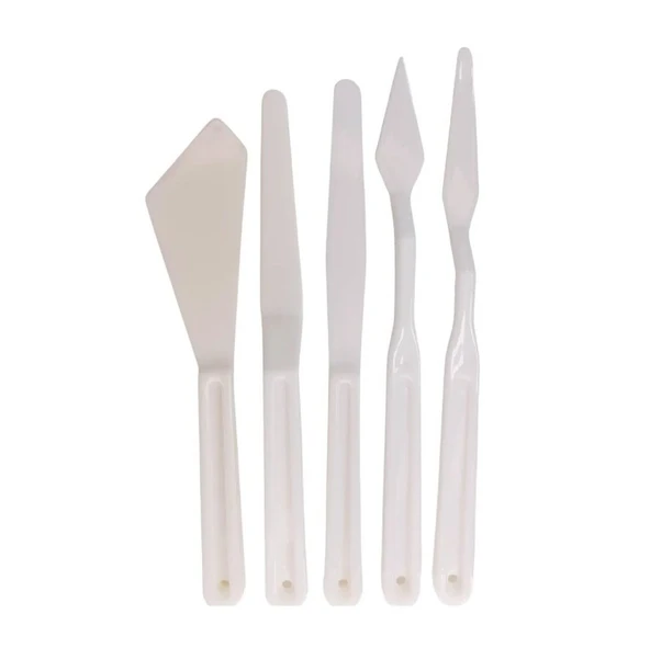 Spatula Seti plastik, akrilik, yağlı boya, hobi, modelaj, esnek ve ergonomik 5'li set - 1