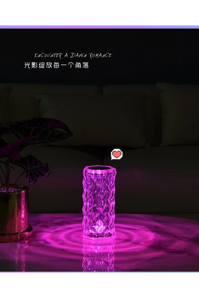 Yussraw Kristal Elmas Led Lamba Rgb Dokunmatik Sensör Usb Şarjlı Masa Lambası - 4