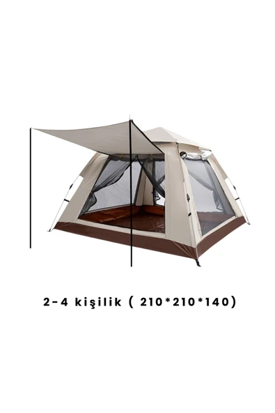 Yussraw 2-4 kişi kamp çadırı seti taşınabilir otomatik 210*210*140+lamba+yatak+yastık+pompa+hoparlör - 4