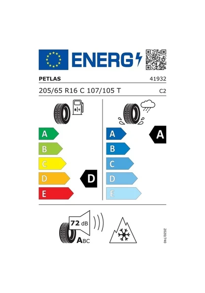 Petlas 205/65 R16 C TL 107/105T 8PR Full Grıp PT935 Kış Lastiği 2025 - 2