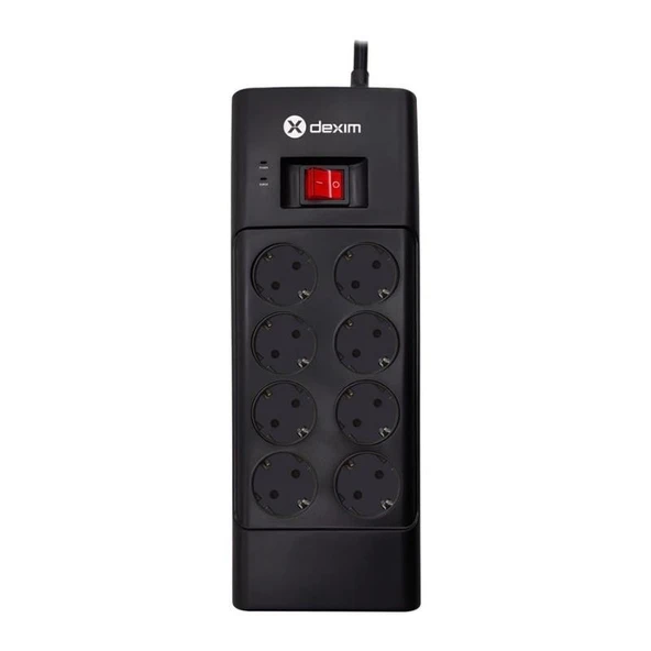 Dexim SP08DG 8Port Akım Koruyucu Priz Siyah 1.8 Metre