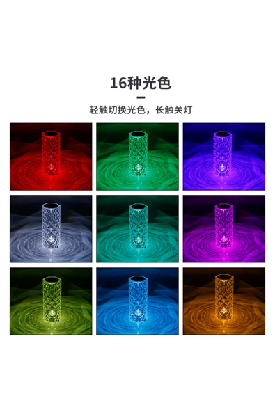 Yussraw Kristal Elmas Led Lamba Rgb Dokunmatik Sensör Usb Şarjlı Masa Lambası - 5