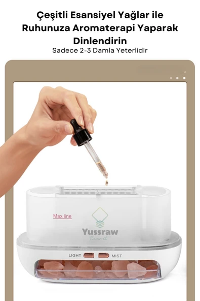 Yussraw Taşınabilir 200ml Kapasiteli Işıklı Aroma Yayıcılı Hava Nemlendircisi Taş Hediyeli - 6