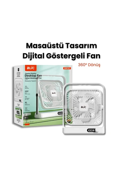 Yussraw Mini Taşınabilir ayarlanabilir Çok Fonksiyonlu Şarjlı Fan Sessiz Öğrenci Yatak Odası Ofis Dijital - 2