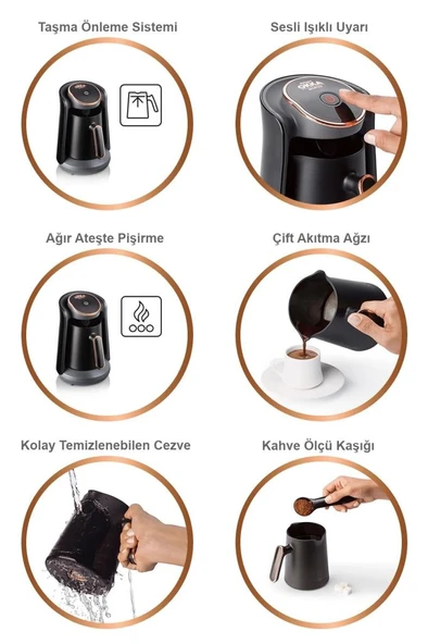 Okka Minio Türk Kahvesi Makinesi 4 Fincan Kapasiteli Gün Batımı - OK004-G - Resim 2