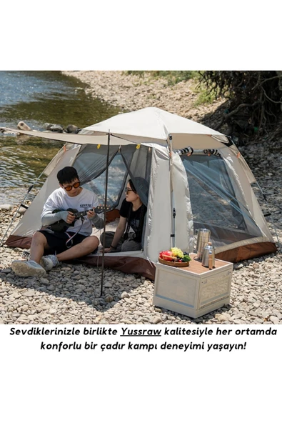 Yussraw 2-4 kişi kamp çadırı seti taşınabilir otomatik 210*210*140+lamba+yatak+yastık+pompa+hoparlör - 7