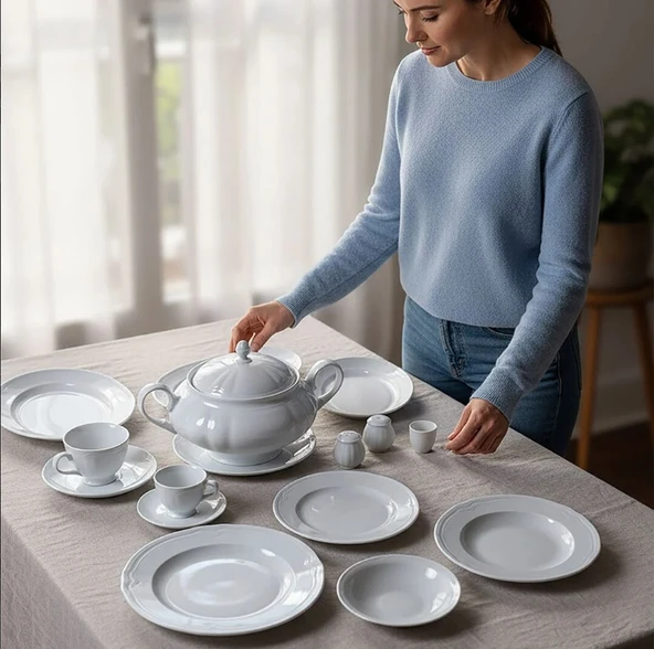 Güral Porselen Venedik 82 Parça Yemek Takımı - Resim 5