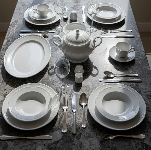 Güral Porselen Venedik 82 Parça Yemek Takımı - Resim 3