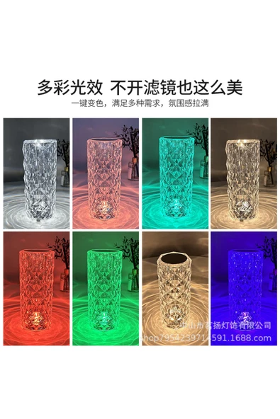 Yussraw Kristal Elmas Led Lamba Rgb Dokunmatik Sensör Usb Şarjlı Masa Lambası - 8