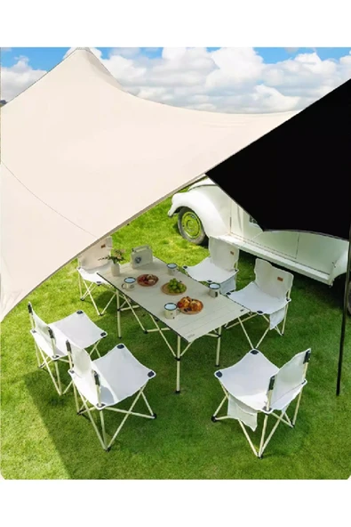 Yussraw Güneşlik Tente Plaj, Kamp Dayanıklı Oxfor Kumaş Su Geçirmez Gölgelik Çadır 600*300 Cm - 2