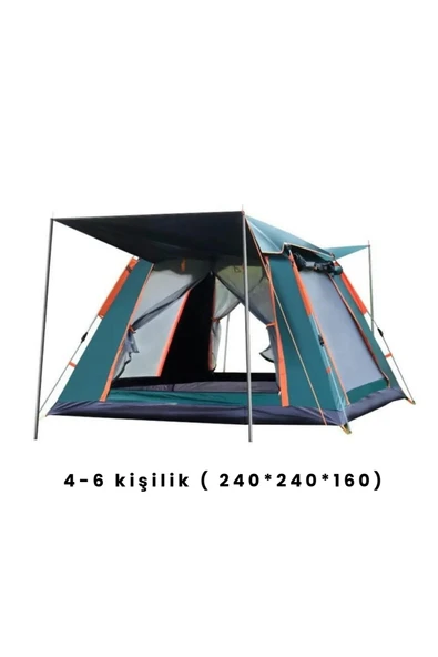 Yussraw 4-6 kişi kamp çadırı seti taşınabilir otomatik 240*240*155+lamba+yatak+yastık+pompa+hoparlör - 2