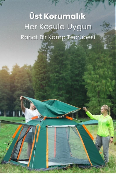 Yussraw 4-6 Kişilik Tam Otomatik Tenteli Kamp Çadırı dış 240x240x160 - 6