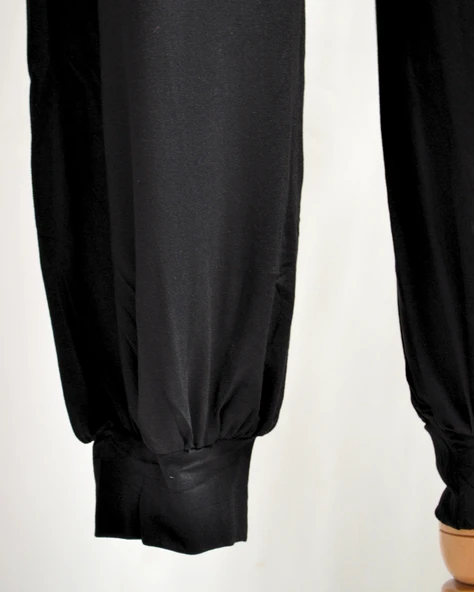 Kadın Siyah Penye Pantolon | S-4XL | Tesettür Rahat Kesim | Günlük & Umre Kıyafeti - 5