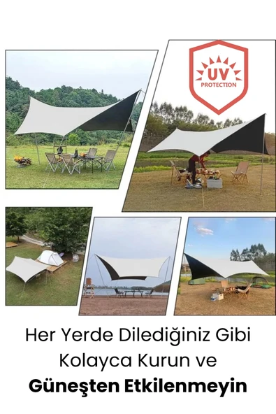 Yussraw Güneşlik Tente Plaj, Kamp Dayanıklı Oxfor Kumaş Su Geçirmez Gölgelik Çadır 600*300 Cm - 8