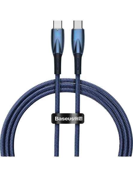 Baseus Glimmer Series 100 W Mavi 1 m Type-C to Type-C Hızlı Şarj Kablosu - 1