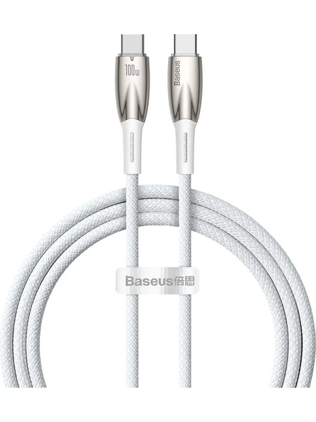 Baseus Glimmer Series 100 W Beyaz 1 m Type-C to Type-C Hızlı Şarj Kablosu - 1