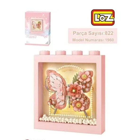 LZ-1960 LOZ PEMBE KELEBEK ÇERÇEVE 822 PARÇA BLOCK OYUNCAK - 1
