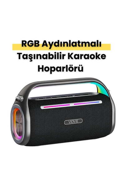 Yussraw Taşınabilir bluetooth-Karaoke Çift Mikrofon Kablosuz Hoparlör 80w rgb ışıklı A-kalite - 2