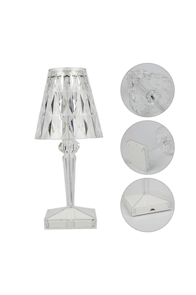 Yussraw Masaa Lambası Aydınlatma Akrilik Kristal Led Şarjlı Masa Üstü Lamba - 4