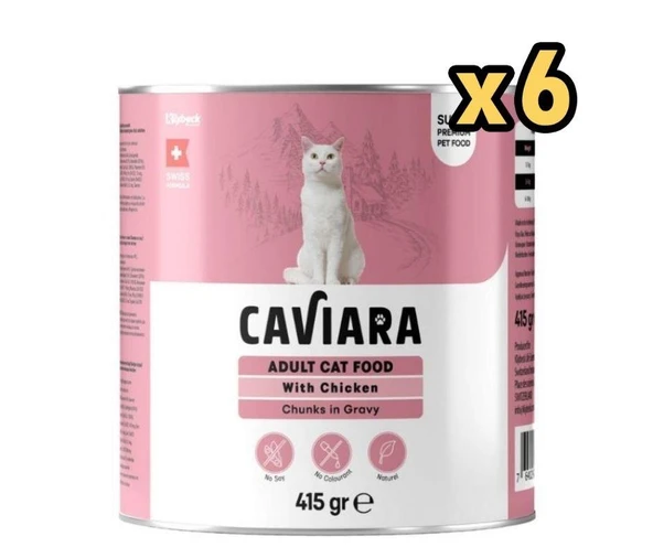 Caviara Sos İçinde Et Parçacıklı Tavuklu Yetişkin Kedi Konservesi 415 Gr x 6 Adet ürün görseli 1