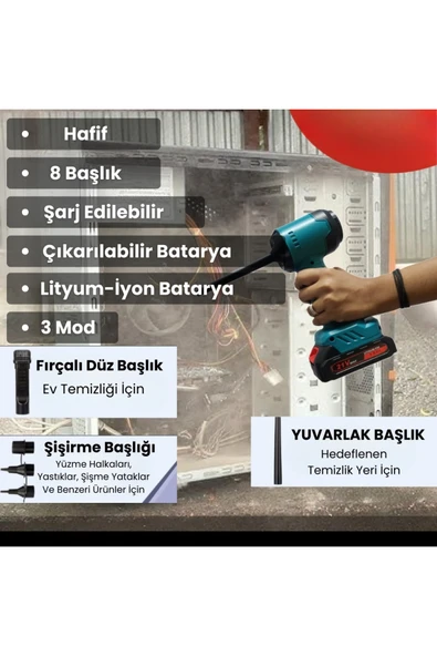 Yussraw Yeni Araç Içi Süpürge 2 In 1 16000pa 3 Kademeli Vakumlu Üflemeli Araç Süpergesi Pro-hl-126 - 5