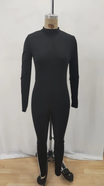 Kadın Uzun Kollu önden Fermuarlı şardonlu Dalgıç Tulum - Resim 5