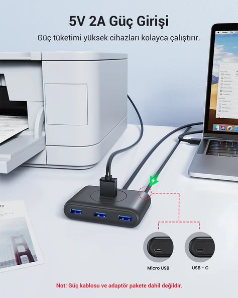 UGREEN USB 3.0 4 Portlu Hub Çoklayıcı 1 Metre, 20291 - Resim 5