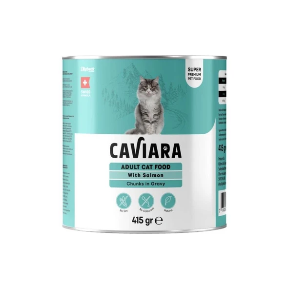 Caviara Sos İçinde Et Parçacıklı Somonlu Yetişikin Kedi Konserversi 415 Gr ürün görseli 1