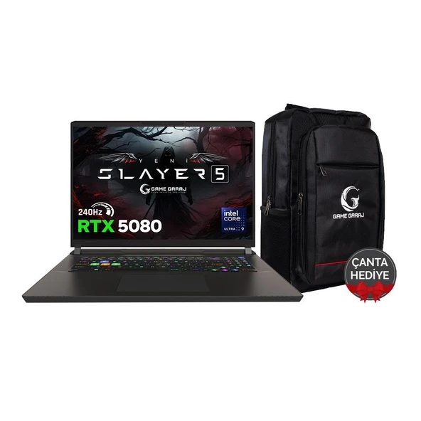 Game Garaj Slayer5 9XL-5080 C1 Intel Ultra 9 275HX 32GB RAM 1TB SSD RTX5080 17" QHD+ IPS 240Hz FreeDOS Gaming Laptop ürün görseli 1