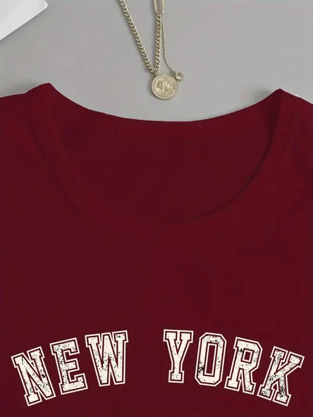 Kadın Uzun Kollu Bisiklet Yaka Yazı Baskılı Viskon Bluz - Resim 4