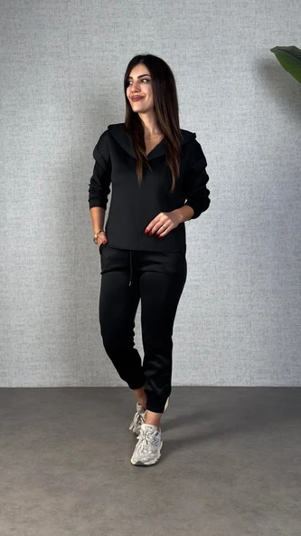 Kadın Uzun Kollu Kapüşonlu Ikili Takım - Resim 5