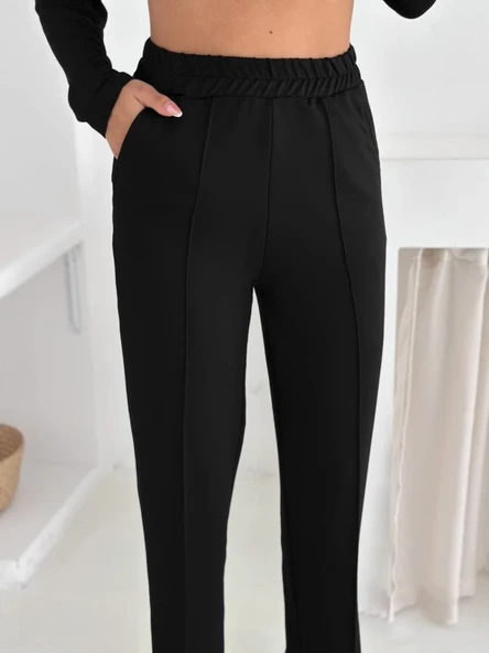 Kadın Kapşunlu Ve Atlet Detaylı Tunik Yüksek Bel Pantolunlu ıkılı Takım - Resim 4