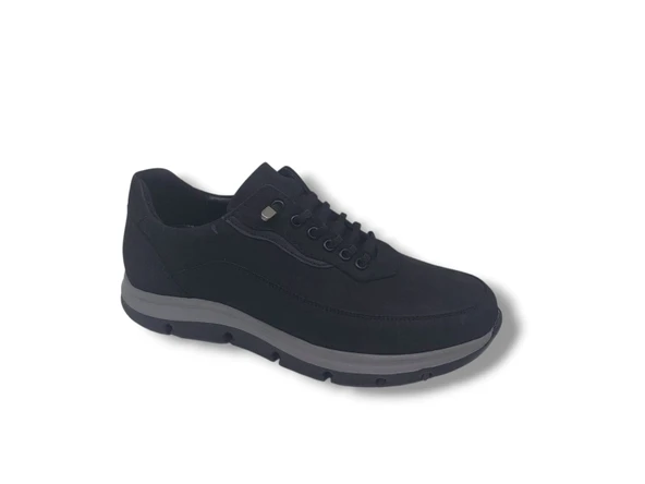 Modesa 285 Erkek Siyah Crazy Deri Lastik Bağcıklı Poli Taban ( Hafif ) Ayakkabı - Resim 4