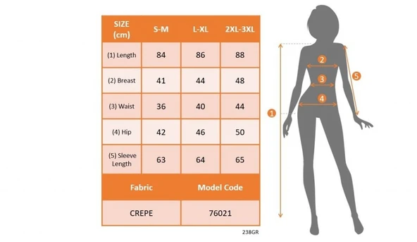 Kadın Uzun Kollu Göğüs Damla Detay Karpuz Kol Krep Elbise - Resim 4