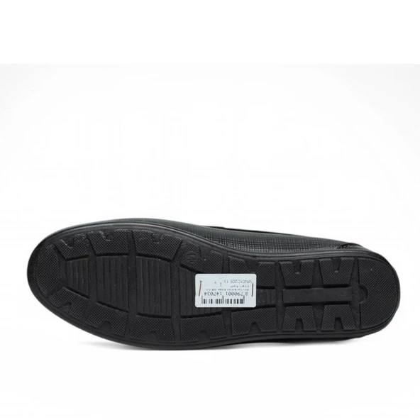 Mnc Cilt Deri Çizgili Bağcıksız Dikişli Rahat Taban Siyah Erkek Klasik Ayakkabı Tarz205 - Resim 4