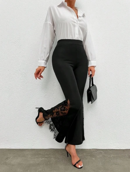 Kadın Ispanyol Paçadantel Detay Dalgıç Tayt - Resim 7