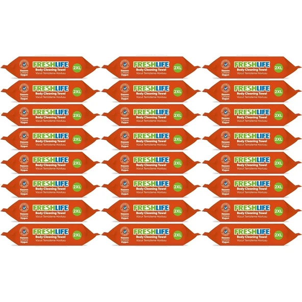 Freshlife Hasta Vücut Temizleme Islak Mendil Havlu 50 Yaprak XL (24 Lü Set)