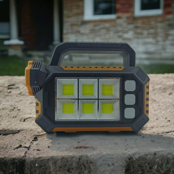 15W Güneş Enerjili Powerbank Özellikli Çok Fonksiyonlu Işıldak Fener GS490 ürün görseli