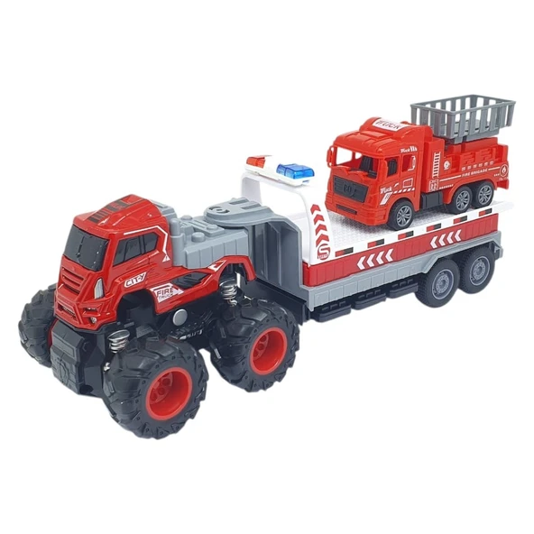 İtfaiye Aracı Taşıyan Sürtmeli Çekici Araç Seti - Asansörlü ürün görseli