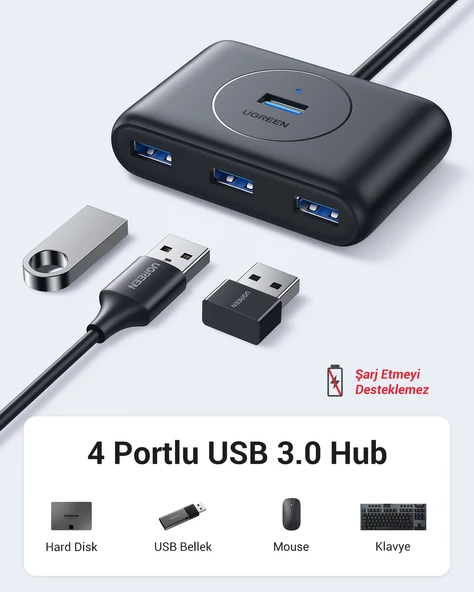 UGREEN USB 3.0 4 Portlu Hub Çoklayıcı 1 Metre, 20291 - Resim 4