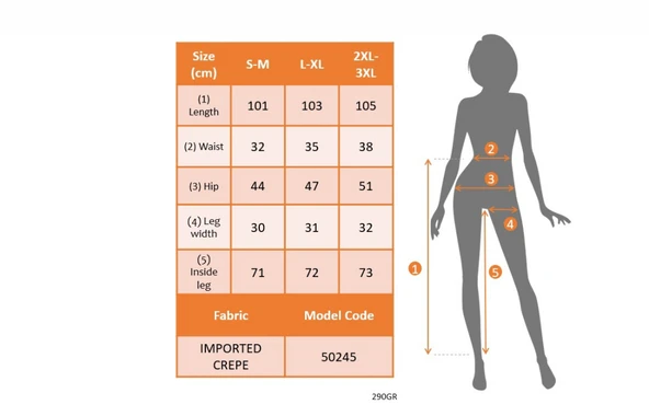 Kadın Beli Zincir Detaygeniş Paça Ithal Krep Pantolon - Resim 5