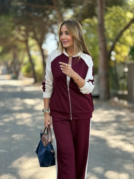 Kadın Hakim Yaka şerit Detay Hırka Ve Bol Paça Pantolon Ikili Takım - 7