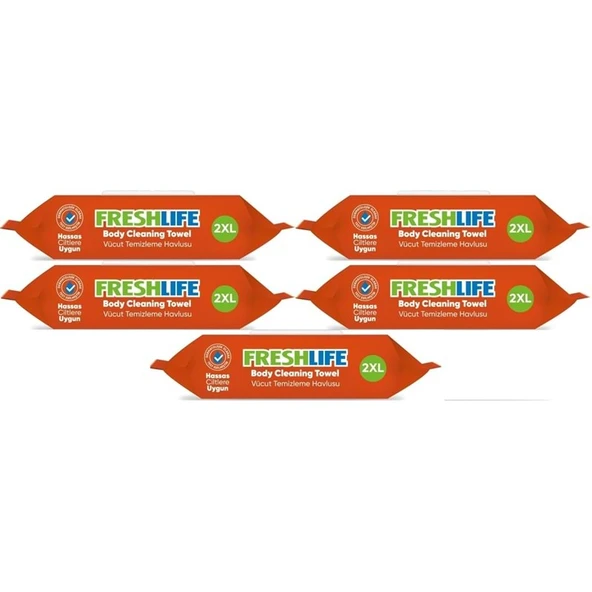 Freshlife Hasta Vücut Temizleme Islak Mendil Havlu 50 Yaprak XL (5 Li Set) - 1