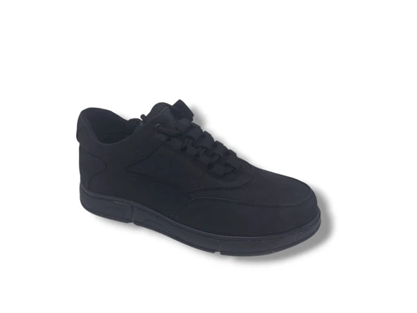 Modesa 284 Erkek Siyah Crazy Deri Lastik Bağcıklı Kauçuk Taban Ayakkabı - Resim 4