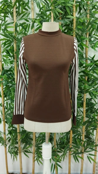 Kadın Uzun Kollu Balıkçı Yaka Bürümcük Bluz - Resim 7