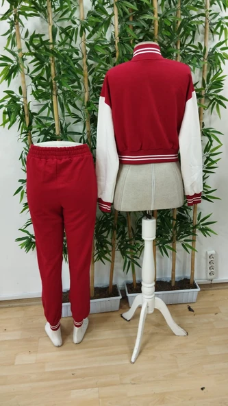 Kadın Uzun Kollu Hakim Yaka önden Düğmeli Ceket Pantolon şardonlu Iki Iplik Ikili Takım - Resim 8